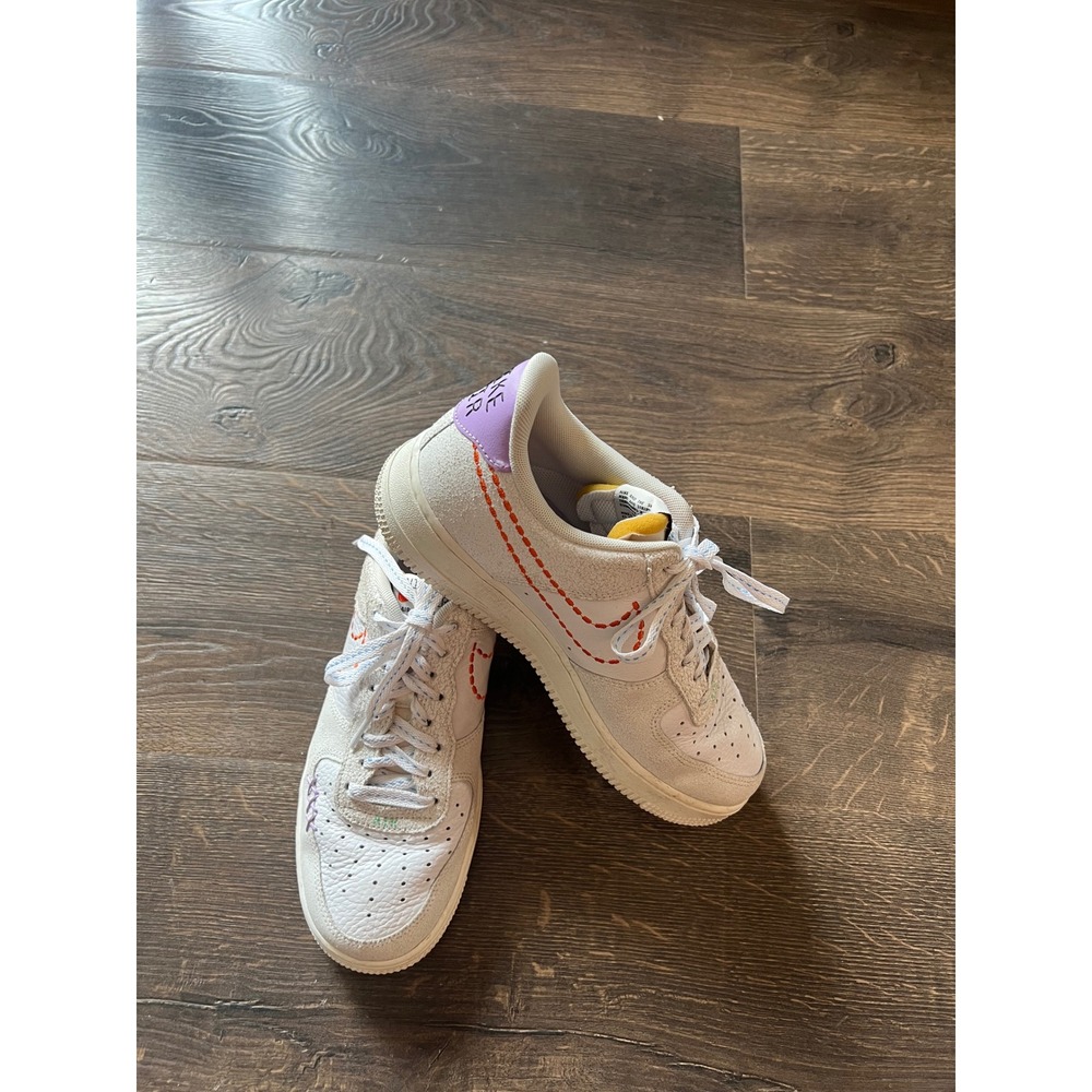 Nike Air Force 1 Low 101 White Orange Lilac DX2348-100 Womens Size 9